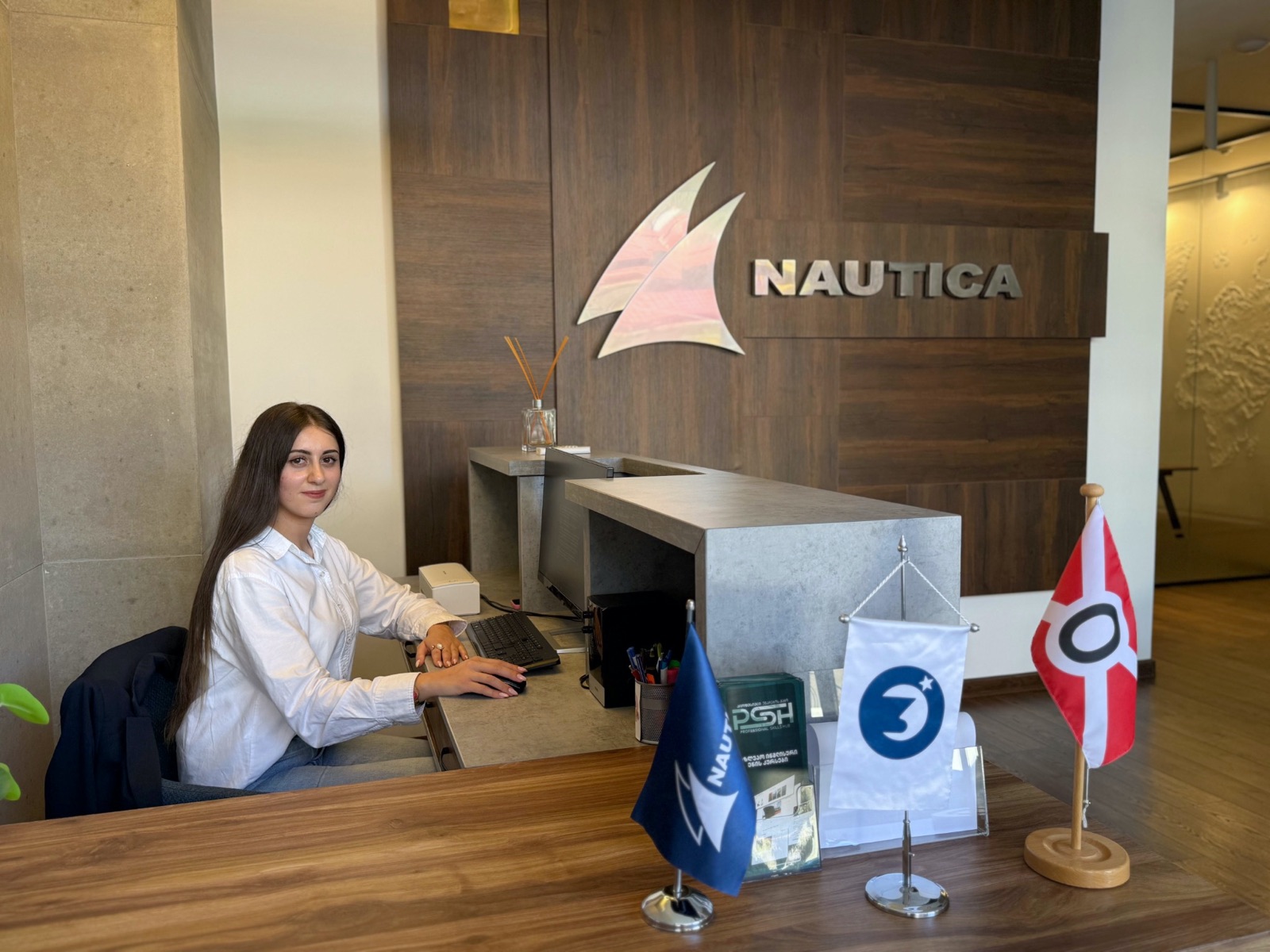 Reception desk at the Nautica office